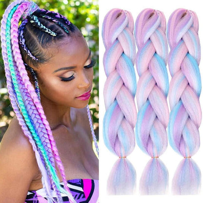 Jumbo Braid Haarverlängerung 24 Zoll – Regenbogenfarben zum Flechten