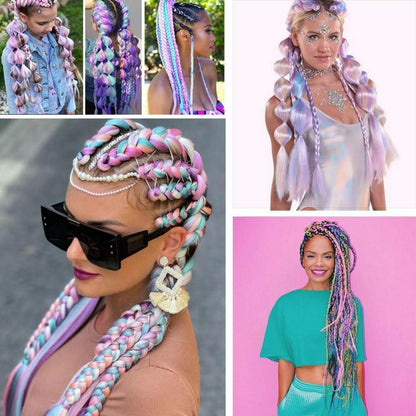Jumbo Braid Haarverlängerung 24 Zoll – Regenbogenfarben zum Flechten