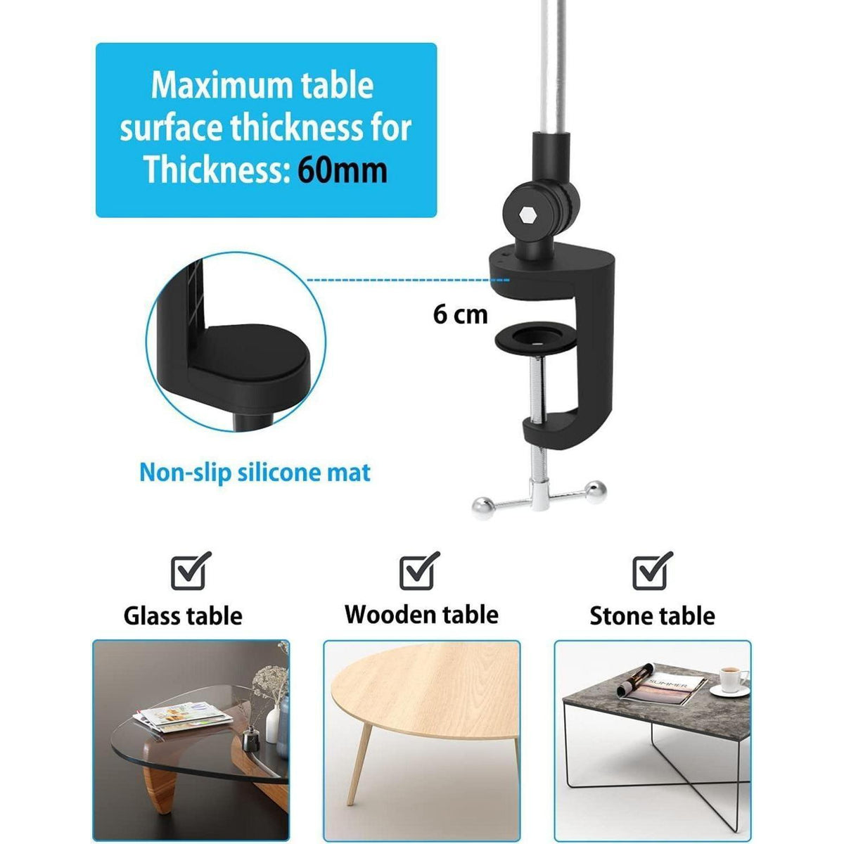 Verstellbarer Tablet-Halter mit langem Arm – Für Bett, Schreibtisch & Küche