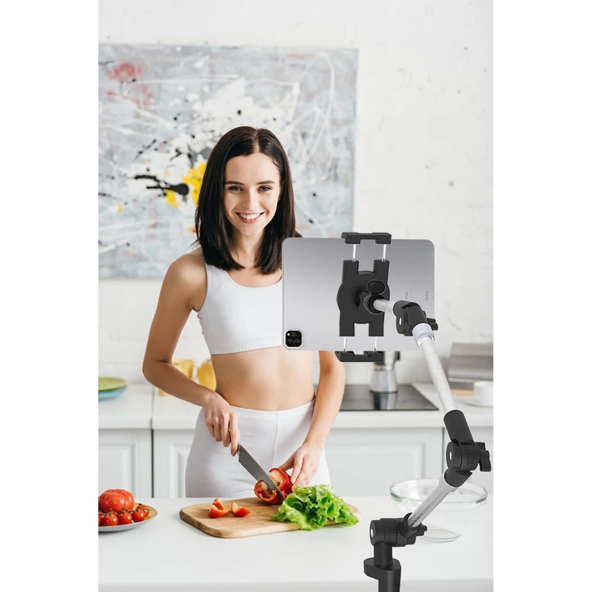 Verstellbarer Tablet-Halter mit langem Arm – Für Bett, Schreibtisch & Küche