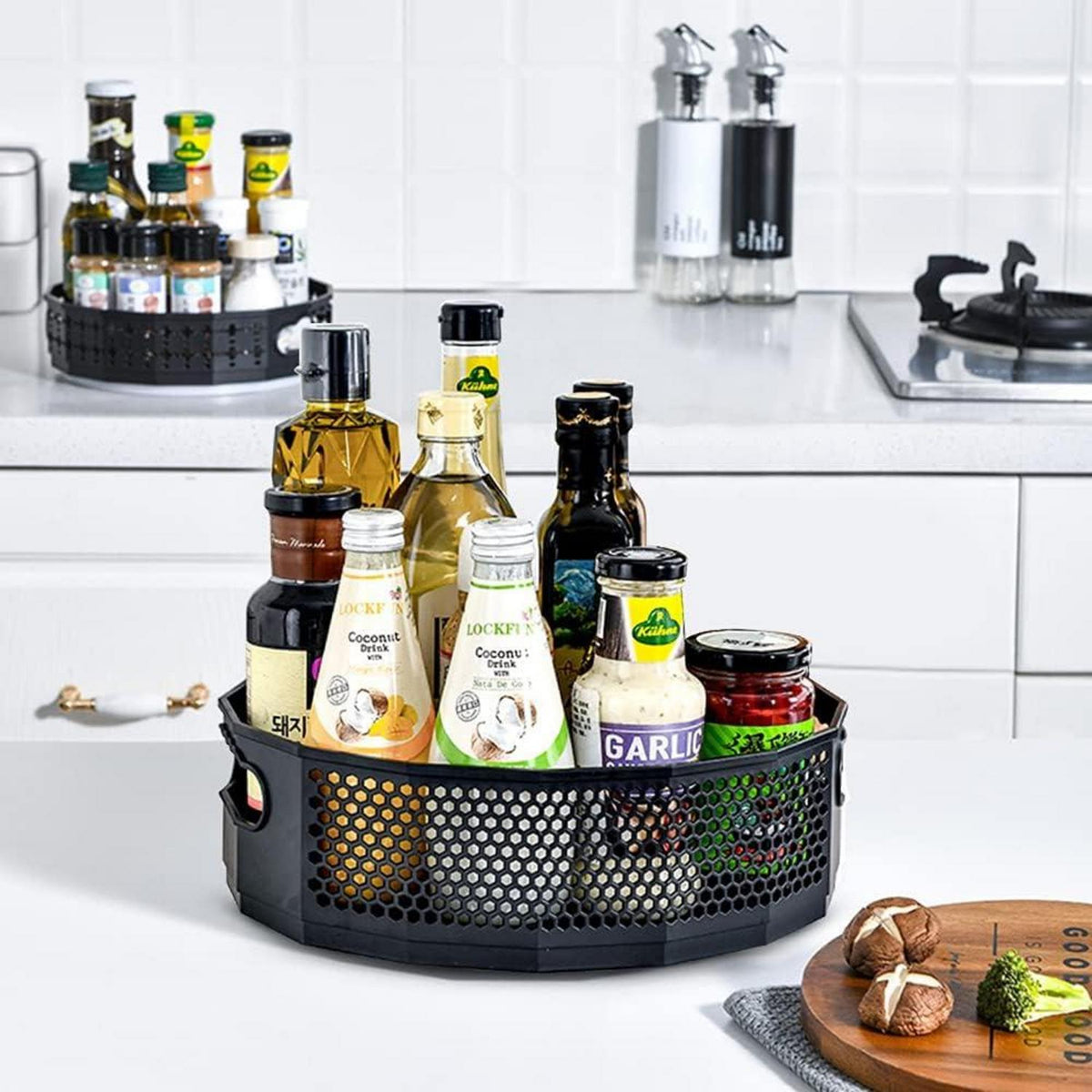 Drehteller Lazy Susan in Wabenform 360° Rotierender Obstständer