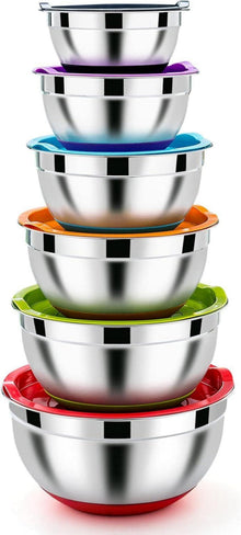 Edelstahl Rührschüssel Salatschüssel 6er Set Luftdicht Stapelbar 4.6L