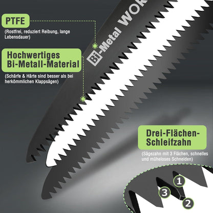 WORKPRO Klappsäge Astsäge BI-Metall Klingen Multifunktions