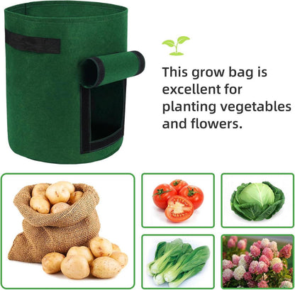 10 Gallonen Potato Growing Bags 5er Pack mit Sichtfenster - Gemüse Obst Blumen