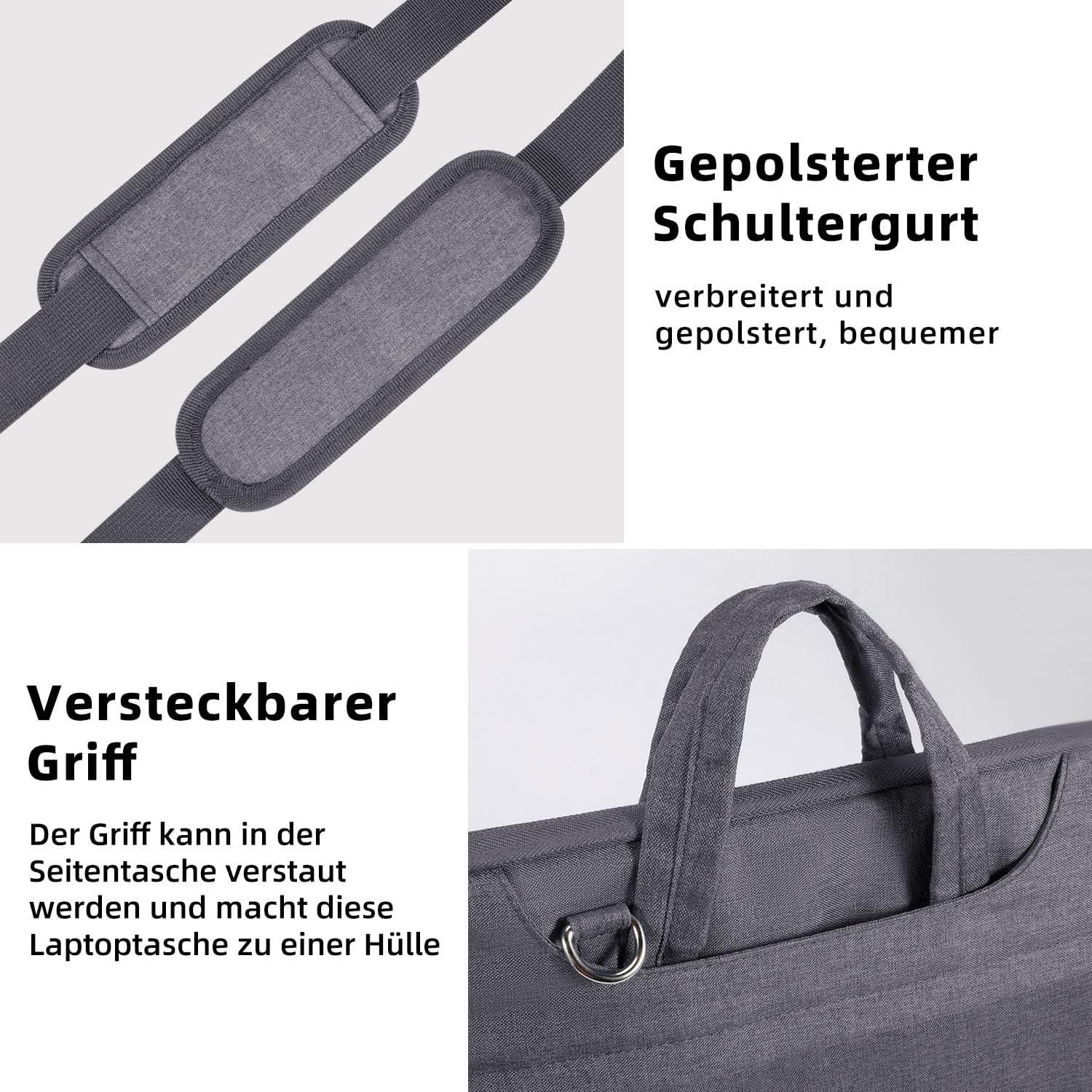Laptoptasche 13-14 Zoll Wasserdicht Stoßfest Grau MacBook Dell Acer