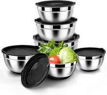 Rührschüssel Set Edelstahl Schwarz Salatschüssel Luftdicht Deckel