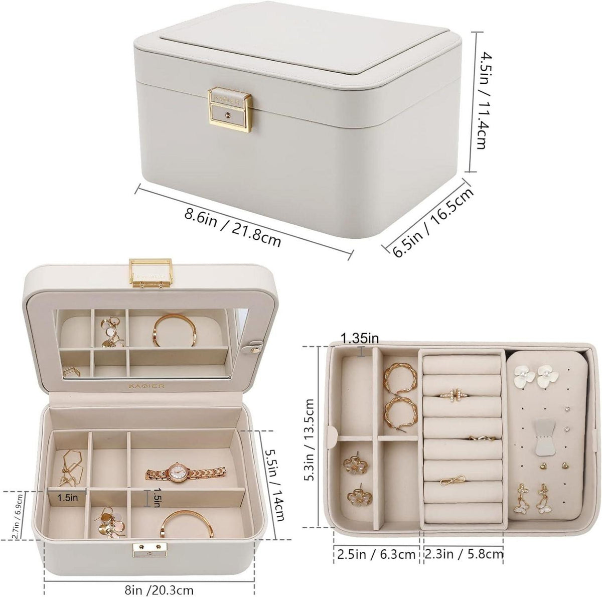 Schmuckkästchen Groß mit Spiegel und Schloss Wasserdichte Schmuckbox