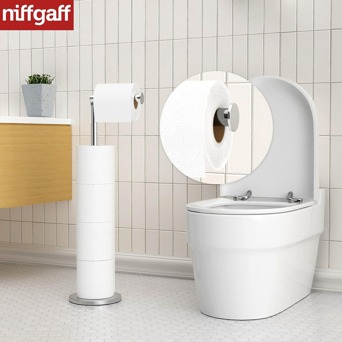 Toilettenpapierhalter Ständer Edelstahl Klopapier Aufbewahrung 5