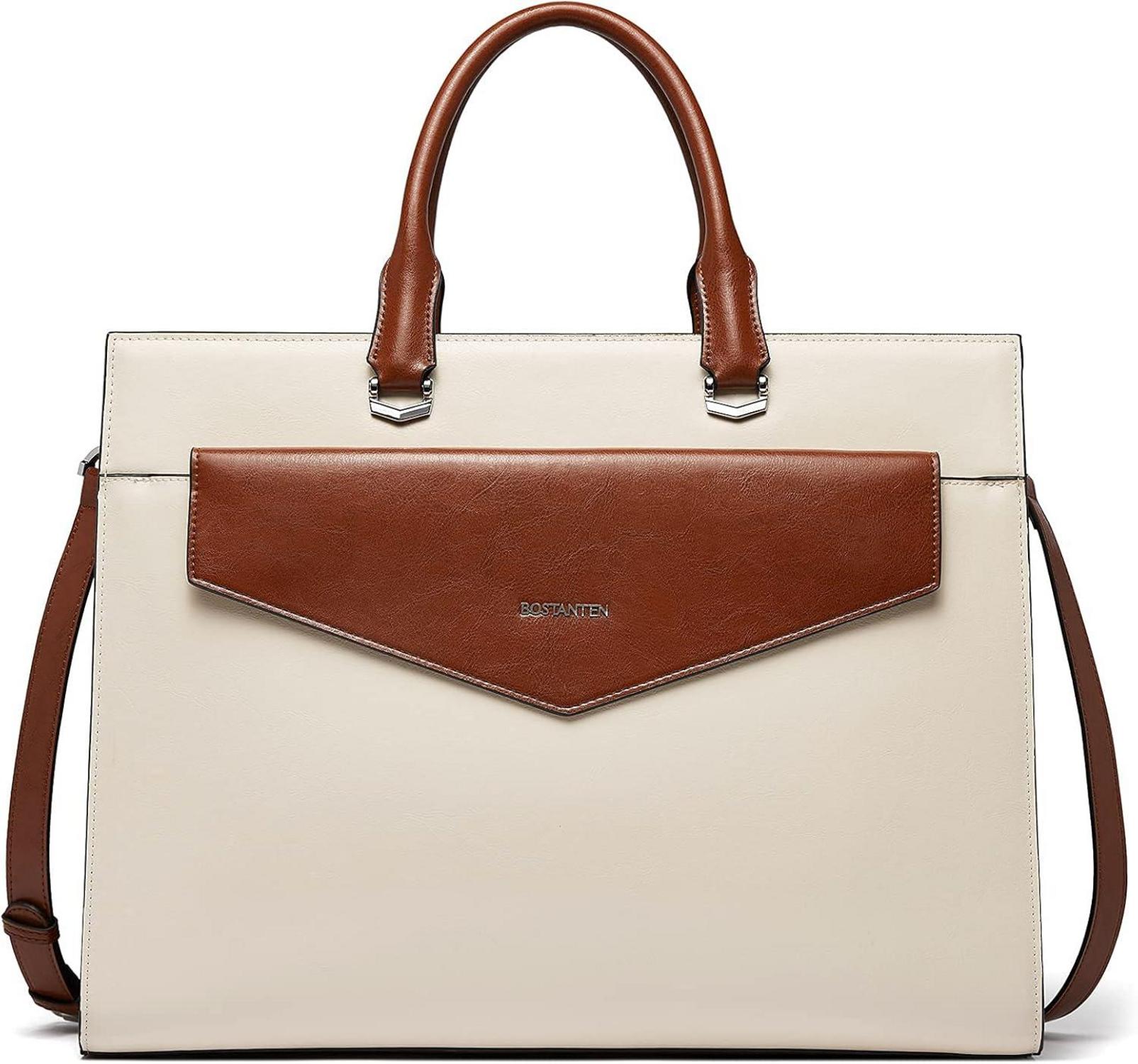 BOSTANTEN Damen Aktentasche Leder 15.6 Zoll Laptop Schultertasche Büro Uni Geschäftsreise