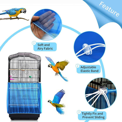 Vogelkäfig Abdeckung mit Kordelzug, blau