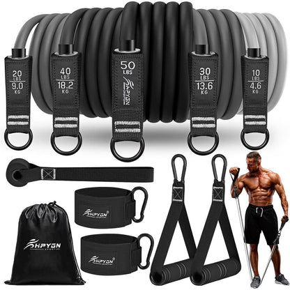 Fitnessbänder Set 150lbs 200lbs 250lbs 5 Stärken, Tragbarer