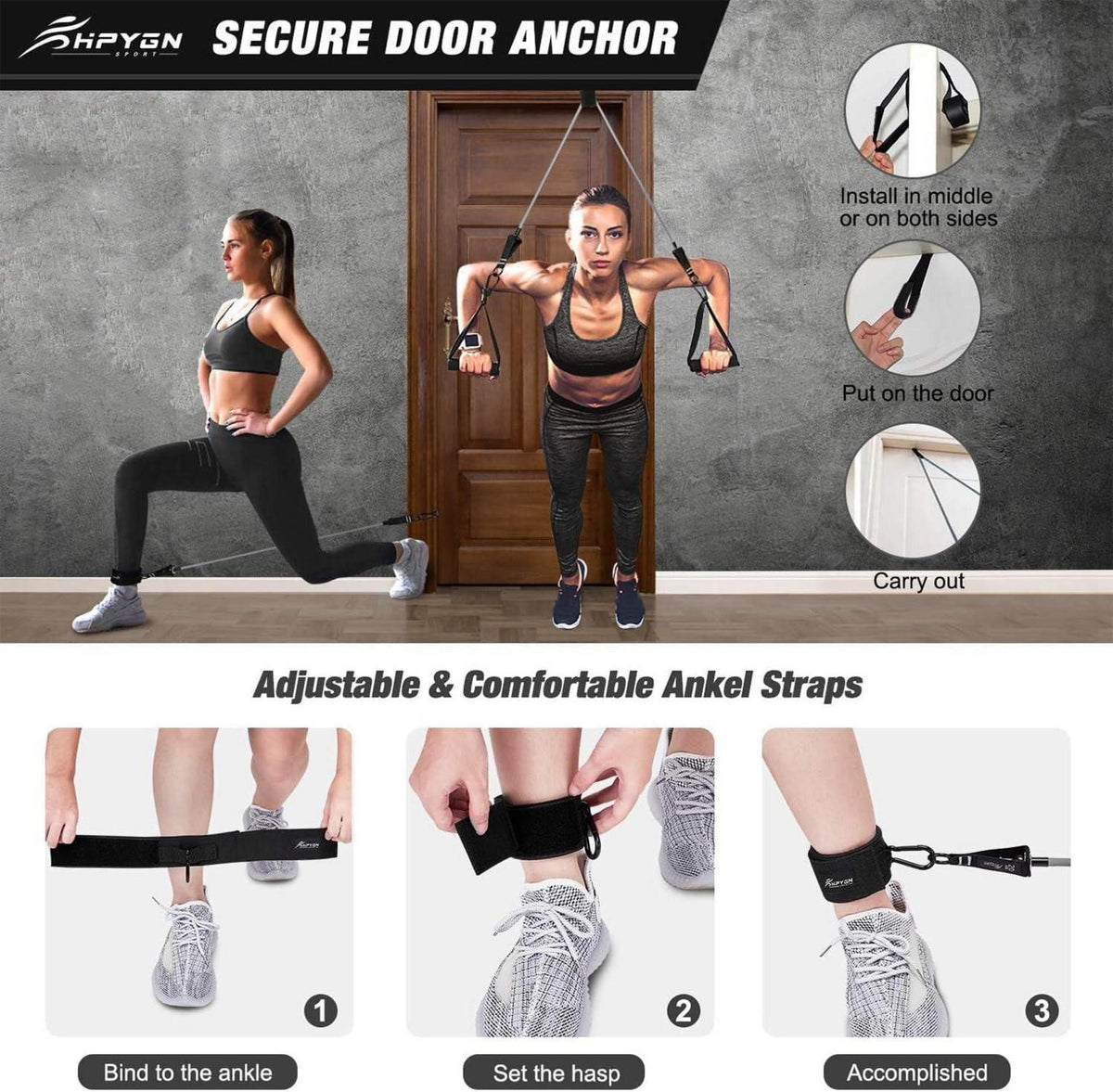 Fitnessbänder Set Resistance Bands 5 Stärken mit Griffe Türanker