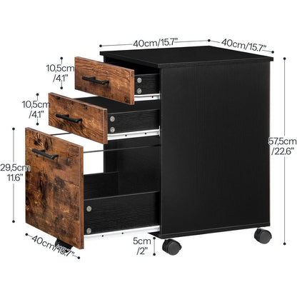 Rollcontainer mit 3 Schubladen und Rollen, Aktenschrank