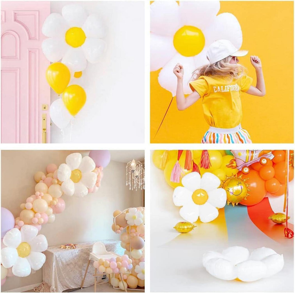 6 Stück Gänseblümchen Folienballons XXL für Hochzeit Party Dekoration