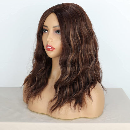 Kurze lockige Bob Perücke Braun Blond Damen Perücke