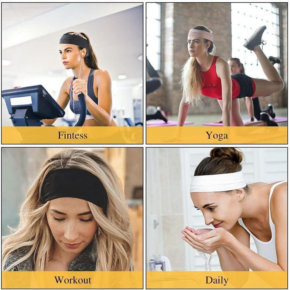 Sport Stirnband Unisex 6er Set Bunt Elastisch Dünn Anti-Rutsch