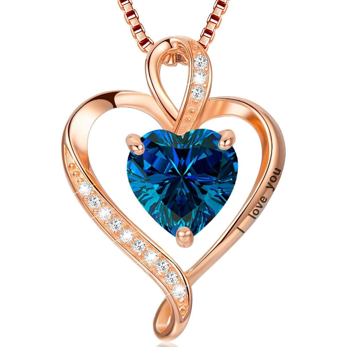 Silber Herz Kette Damen "I love you" Gravur & Geburtsstein