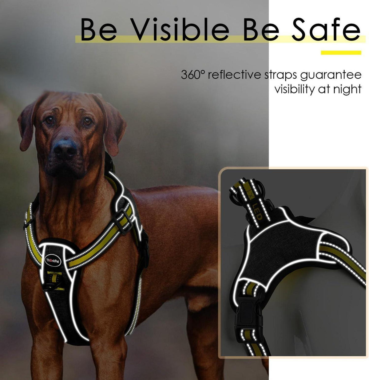 No-Pull Ausbruchsicheres Reflektierendes Hundegeschirr Gelb M