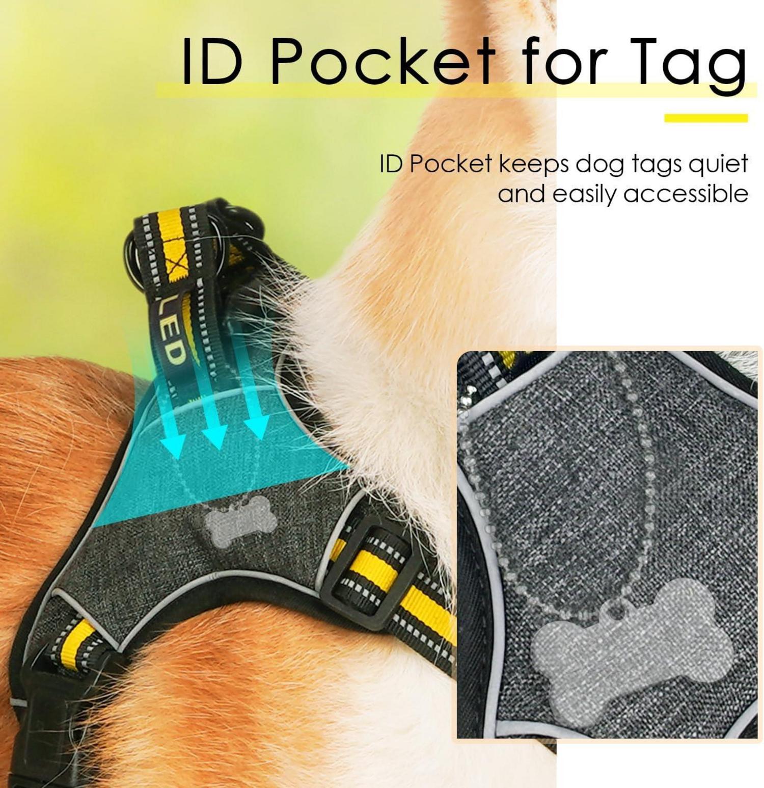 No-Pull Hundegeschirr Ausbruchsicher Atmungsaktiv Reflektierend Gelb M