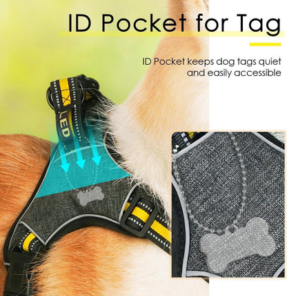 No-Pull Hundegeschirr Ausbruchsicher Atmungsaktiv Reflektierend Gelb M