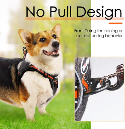 No-Pull Ausbruchsicheres Reflektierendes Hundegeschirr Orange S