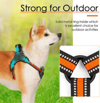 ThinkPet No-Pull Hundegeschirr Reflektierend Atmungsaktiv Orange S