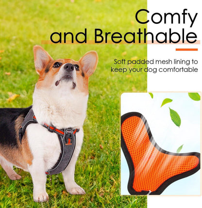 ThinkPet No-Pull Ausbruchsicheres Reflektierendes Hundegeschirr Orange S