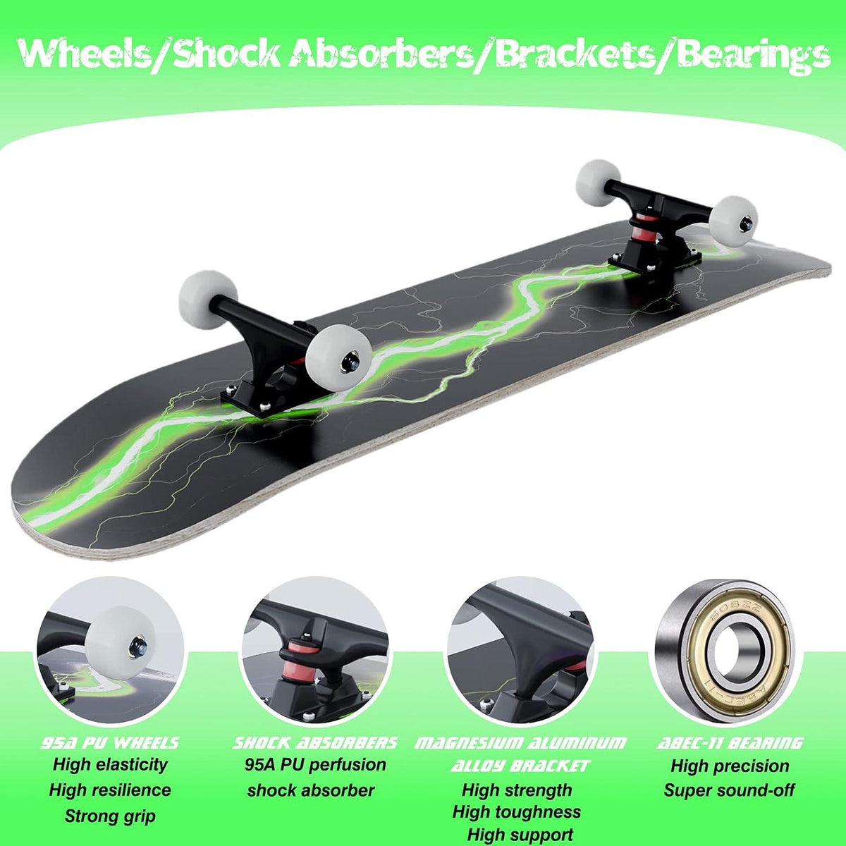 Skateboard Blitz 31x8 Zoll Ahornbrett symmetrisch geneigt Anfänger