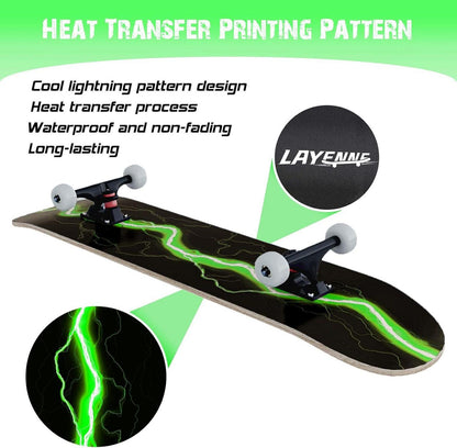 Skateboard Blitz 31x8 Zoll 8-lagiges Ahornbrett Geneigt für Jungen Mädchen Jugendliche Erwachsene Anfänger