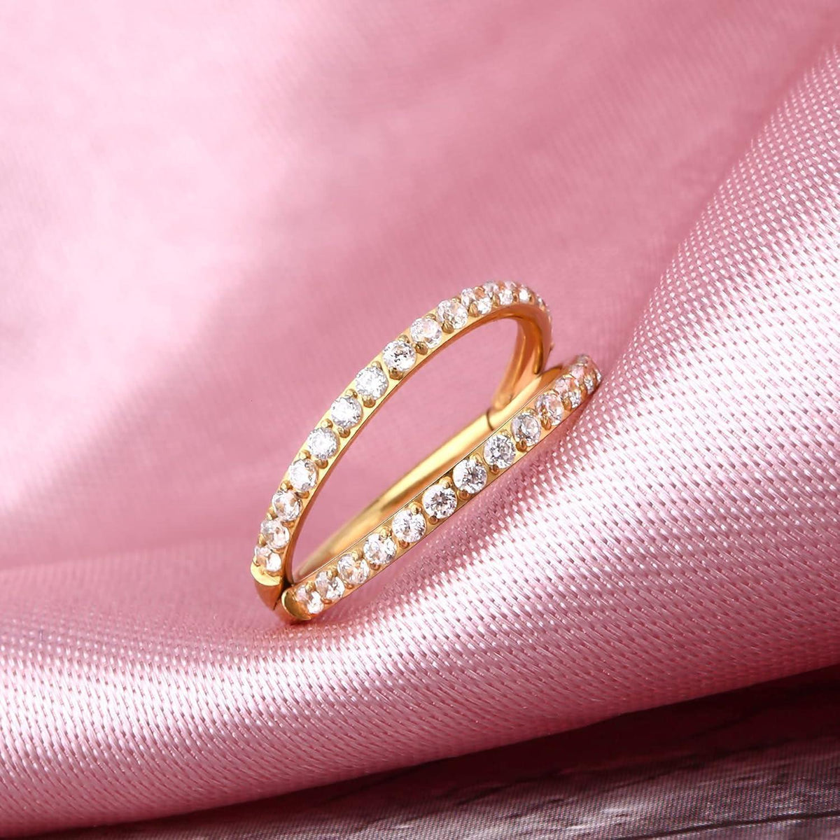 Helix Ring mit Zirkonia, 16G Edelstahl, Gold 8mm