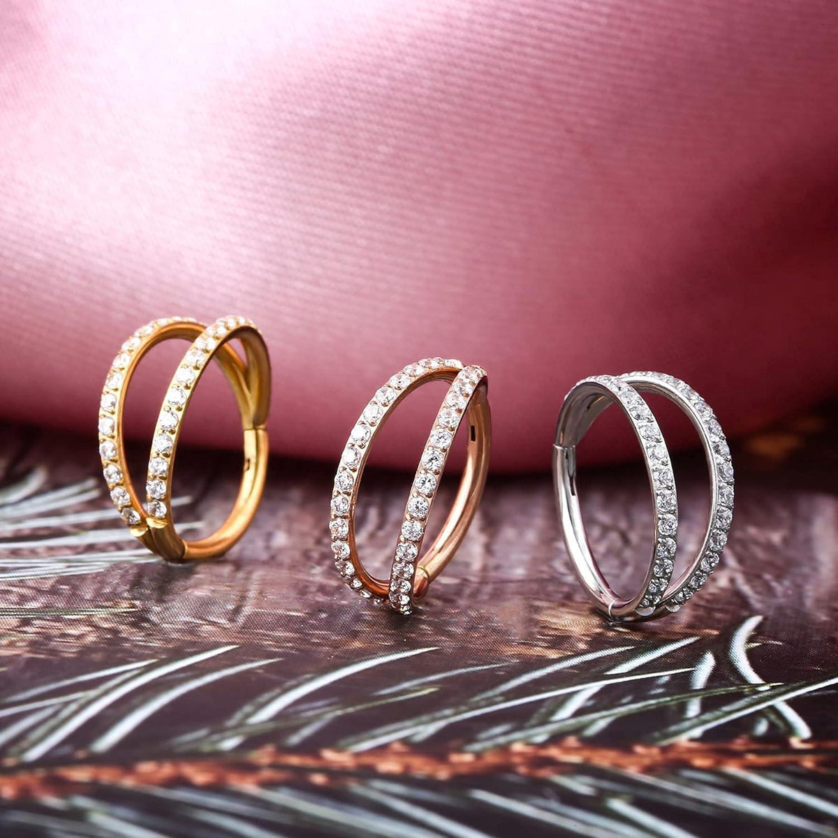 Helix Ring mit Zirkonia, 16G Edelstahl, Gold 8mm