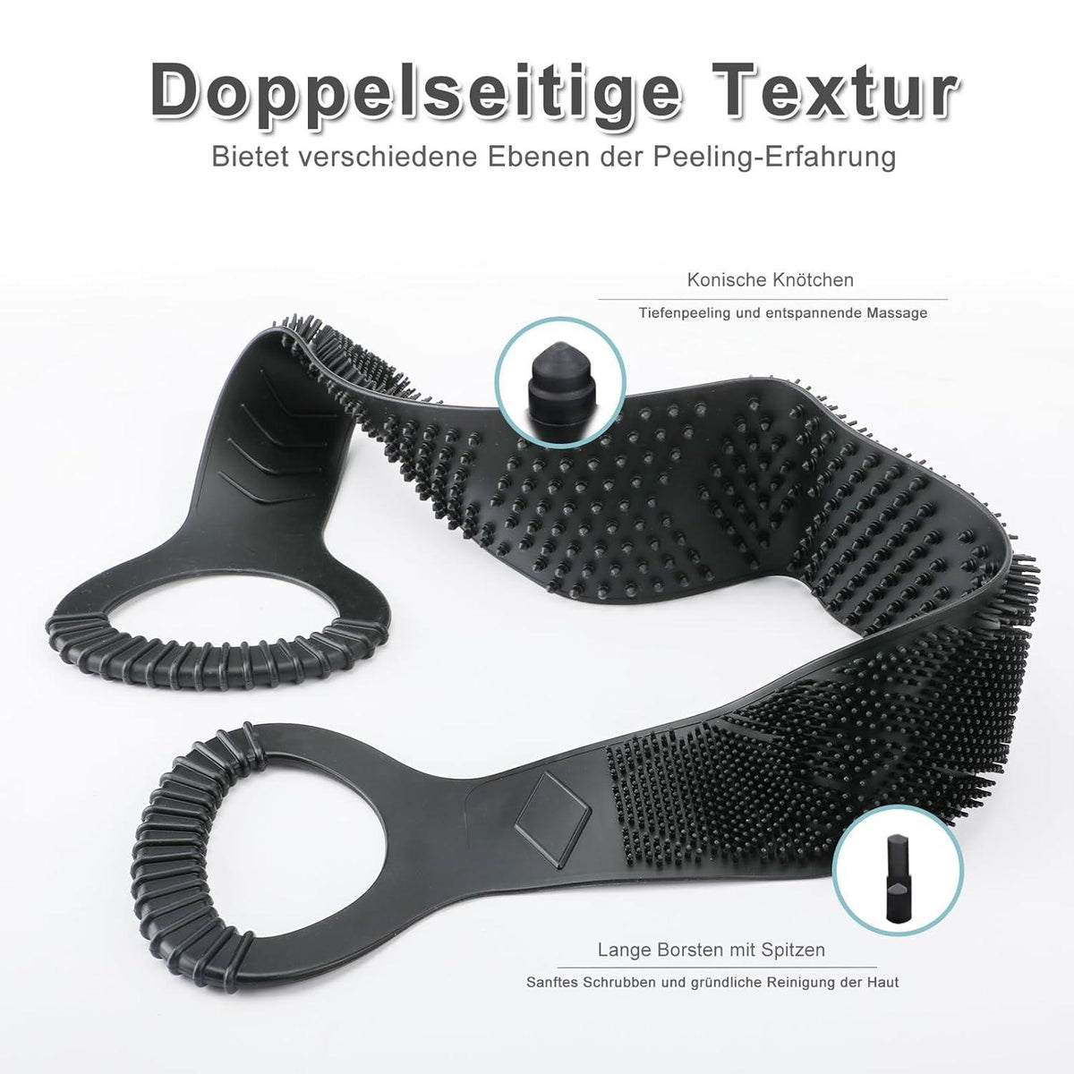 FREATECH Rückenbürste aus Silikon für Peeling und Massage, Badebürste 90 cm