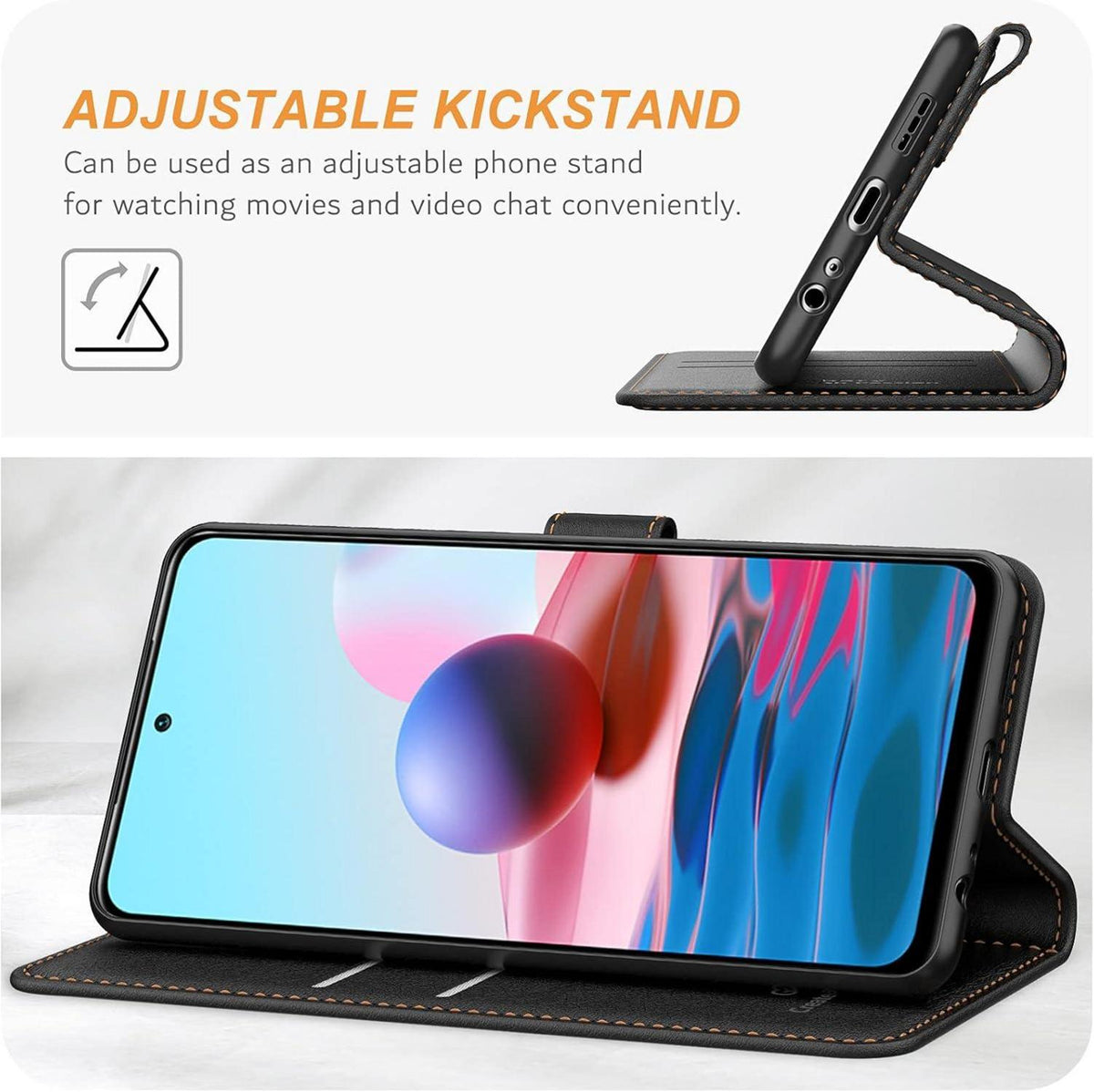 Xiaomi Redmi Note 10 4G Handyhülle Schwarz Flipcase mit Kartenschlitzen