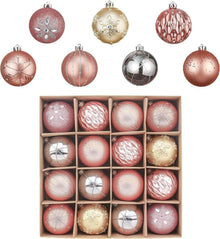 Weihnachtskugeln bruchsicherer Kunststoff Roségold 16 Stück 8 cm