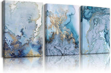 Moderne Wandbilder Blau Weiß Abstrakt 40x30cm - Wasserfestes Leinwand