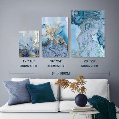 Hyidecorart Moderne Wandbilder Blau Weiß 40x30cm Wohnzimmer Schlafzimmer Büro