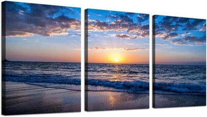 Leinwandbild Sonnenuntergang Strand Meer Landschaft Modern 40x30cm