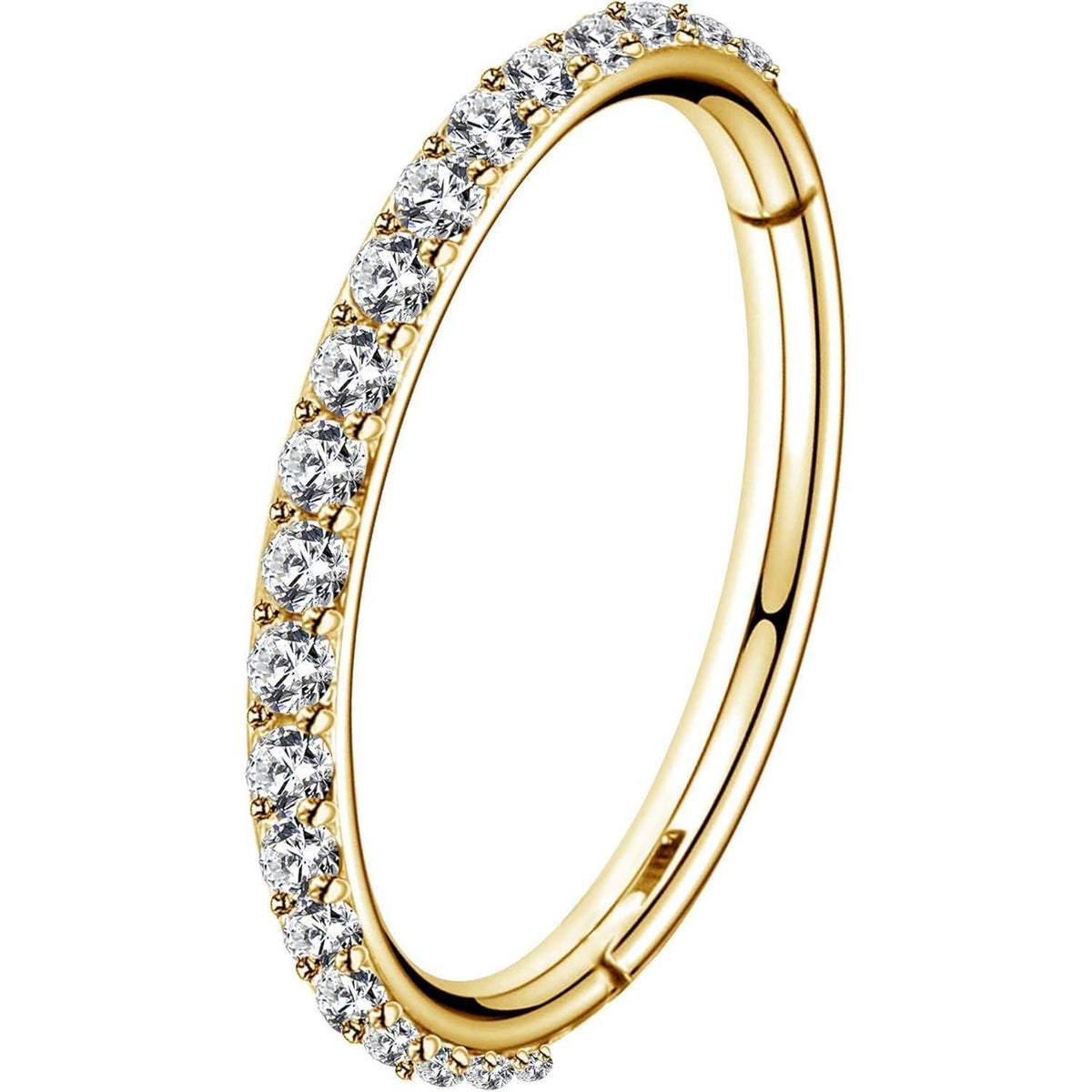 Nasenring Hoop 18G/20G mit Zirkonia, 10mm, Gold