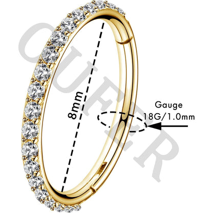 Nasenring Hoop 18G/20G mit Zirkonia, 10mm, Gold