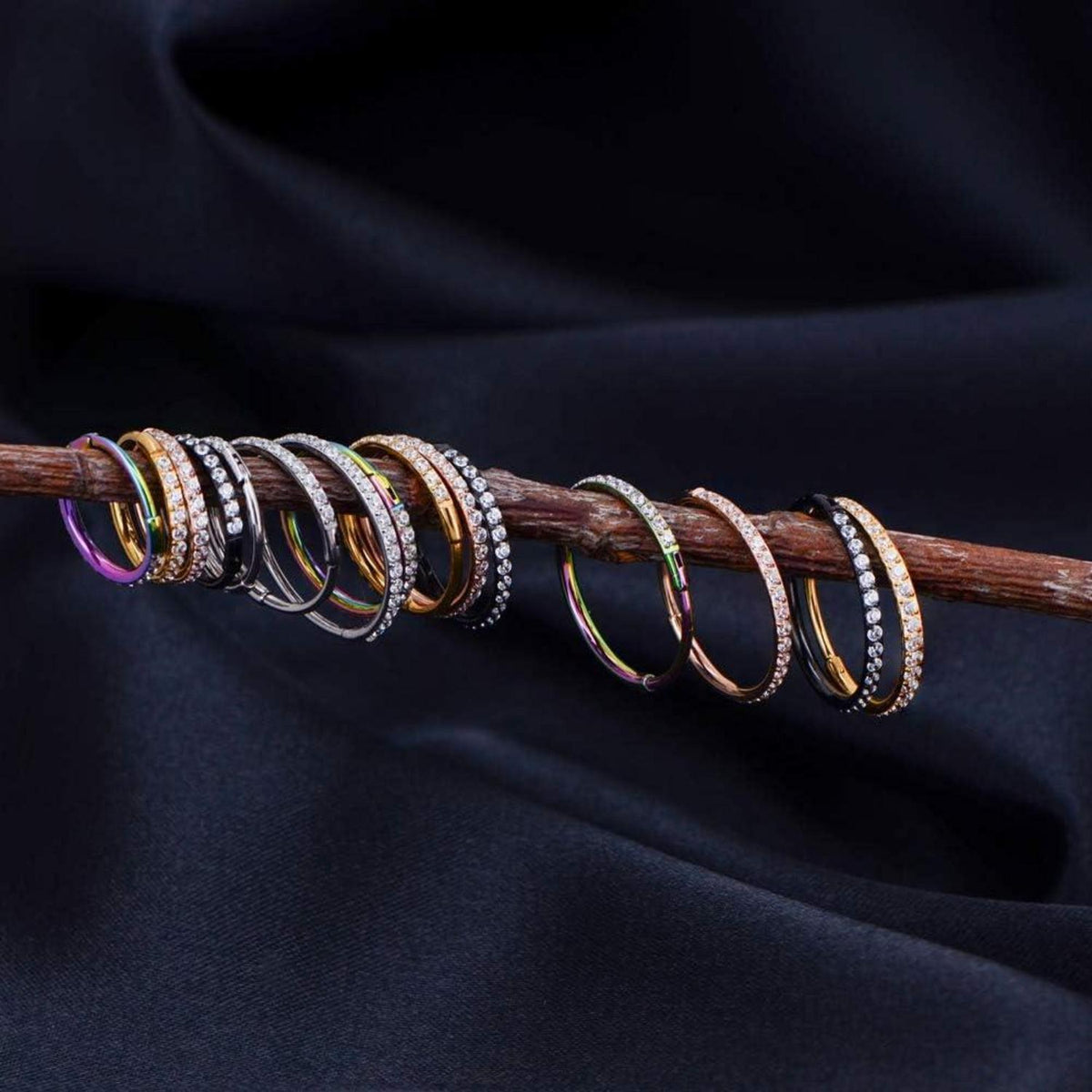 Nasenring Hoop 18G/20G mit Zirkonia, 10mm, Gold