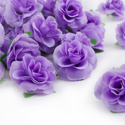 Künstliche Rosenköpfe 50 Stück Violett Ø 4cm für Deko & Basteln