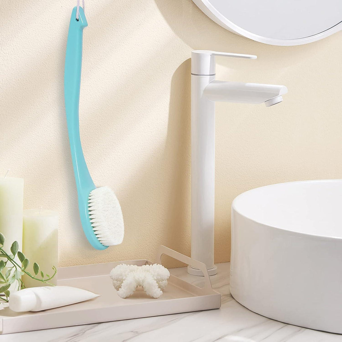 Duschbürste mit langem Griff, olivgrün, hygienisch und schimmelresistent