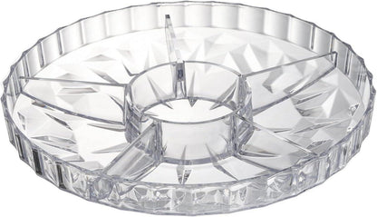 ZOOFOX Snack-Serviertablett mit Deckel, 6 Fächer, Kunststoff, transparent