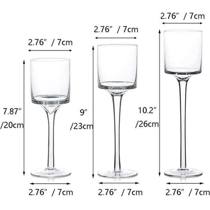 Teelichthalter Glas 6er Set 20-26cm Farblos