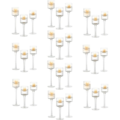 Teelichthalter Glas 30er Set 20/23/26cm Kristallklar