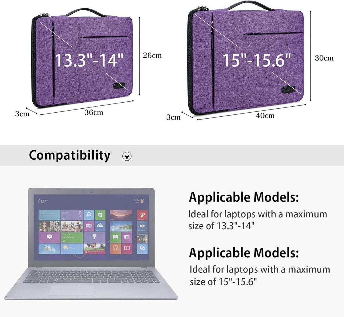 Laptophülle 13-14 Zoll stoßfest wasserdicht für MacBook Air/Pro HP