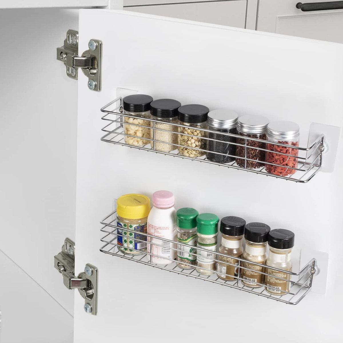 2er Set Gewürzregal Metall Hängender Organizer 40x8x6 cm