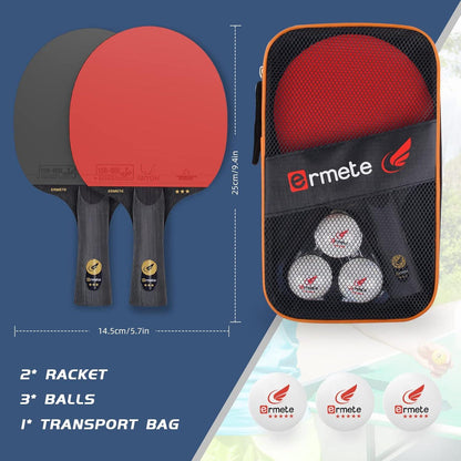 Tischtennis Set 2 Profi Schläger 3 Bälle Tragetasche
