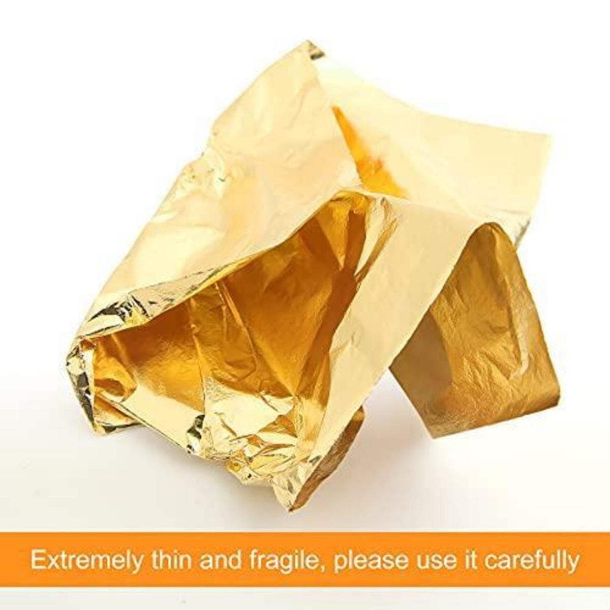 100 Blatt Blattgold Imitat mit Pinsel – Goldflocken für Basteln & Dekoration