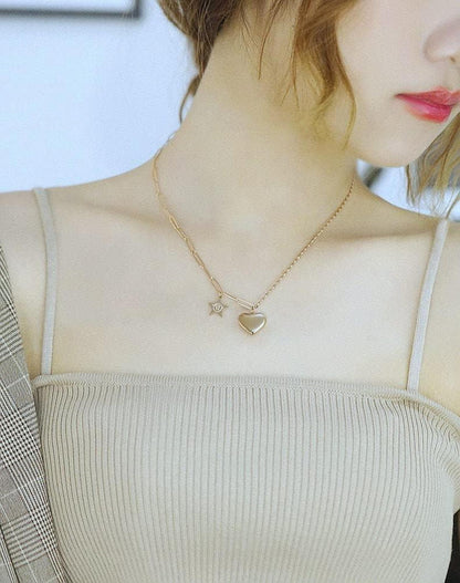 Herz Halskette Damen Rosegold mit Herz- und Sternanhänger